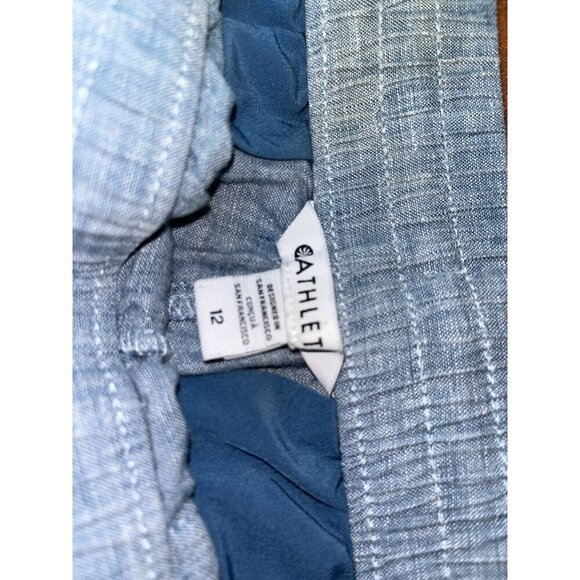 Athleta Cabo Linen Jogger Pants Size 12 Light Blue Elastic Waist & Drawstring WO - Picture 5 of 9